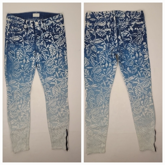 Mother Denim Sz 25 Jeans The Looker Ankle Zip Magical Flower Forest Of Dreams - Picture 2 of 10